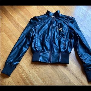 Rocawear black leather bomber jacket